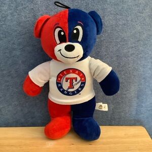 MLB Texas Rangers Teddy Bear Plush Stuffed Animal Red Blue 14”